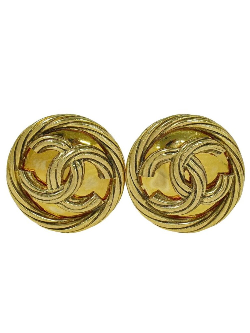Chanel CC Logo Earrings Gold Plated